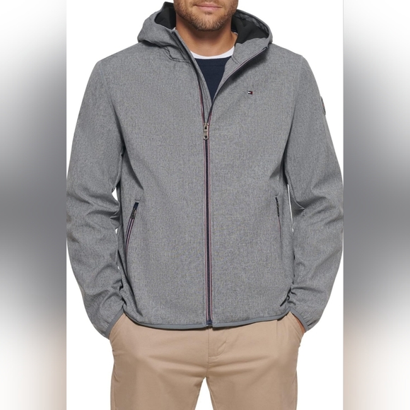 Tommy Hilfiger Gray Men's Hooded Performance Soft Shell Jacket - Picture 1 of 9